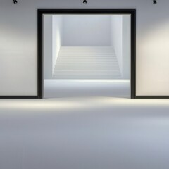 Poster - A bright white room featuring stairs creating an open and airy atmosphere perfect for living spaces