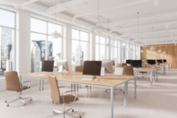 Poster - Modern office interior with computers and chairs. 3D Rendering