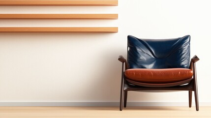 Poster - Elegant chair placed in a room showcasing minimalist design and contemporary aesthetic appeal