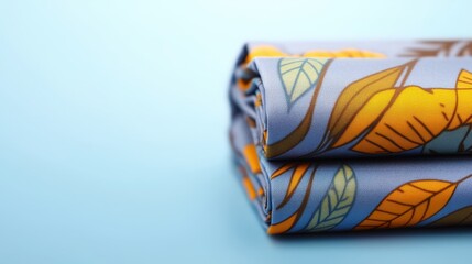 Poster - Beautifully folded fabric featuring an elegant leaf pattern against a soft background texture