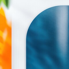 Poster - A beautiful blue and orange decorative vase displayed on a table against a neutral background