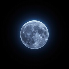 Poster - Majestic full moon illuminating the night sky with stars twinkling in a dark, serene atmosphere