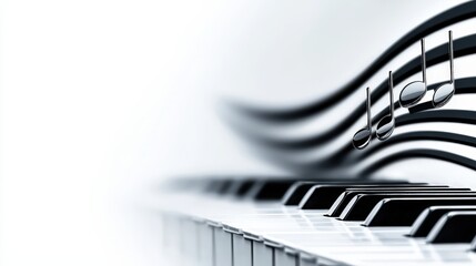 Poster - A grand piano with elegant musical note accents on a soft background creating a harmonious scene