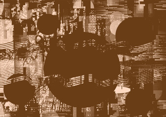 Poster - Background with glitch distorted grunge textures . grunge background texture with halftone dots, glitched shapes, textures and lines .Screen print vector background with grunge textured surface.