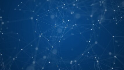 Aufkleber - abstract network animation on blue background. animation of lines and dots connecting network concep