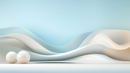 Wall Mural - Abstract background with glossy bubbles and silly twists at blue