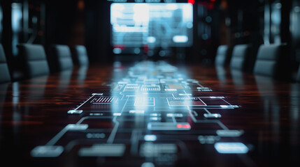 Poster - tech-infused strategy session: a sleek, modern conference room becomes the backdrop for an interacti