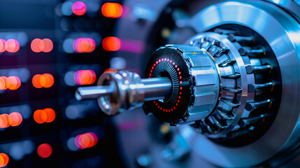 Poster - Precision in Motion: An up-close shot showcases the intricate details of an industrial machine, with focus on the rotating components.