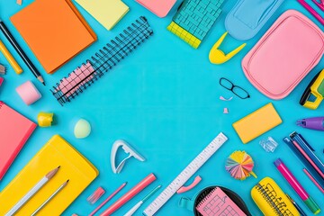 Poster - Detailed Image of Top View School Items Arrangement
