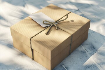 Fototapete - Vibrant Color Picture of Present Box with Label Tag