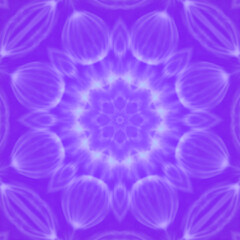 Aufkleber - Illustration of abstract symmetrical star shape in blue color on purple background. The interweaving of fine lines creates a complex pattern with harmonious balance and lightness. 3d rendering