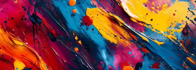 Poster - Artistic Splash of Colors: A dynamic composition of vibrant colors explodes across the canvas, a symphony of hues that captivates the eye and ignites the imagination.