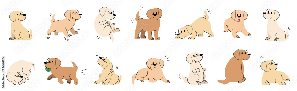 Cute dogs doodle vector set. Cartoon dog or puppy characters design ...