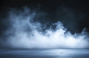 Aufkleber - Abstract foggy or smoky background on a dark studio floor, with empty space for product display presentation