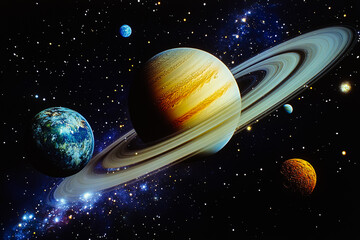 Wall Mural - Colorful Planetary System in Space