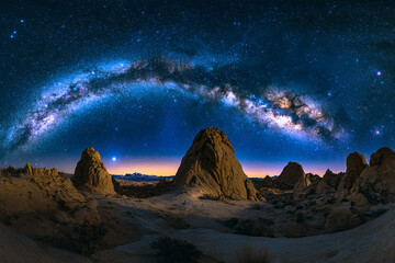 Wall Mural - Milky Way Over Desert Mountains