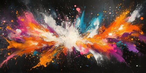 Poster - Vibrant abstract explosion of colors with dynamic splashes and textures
