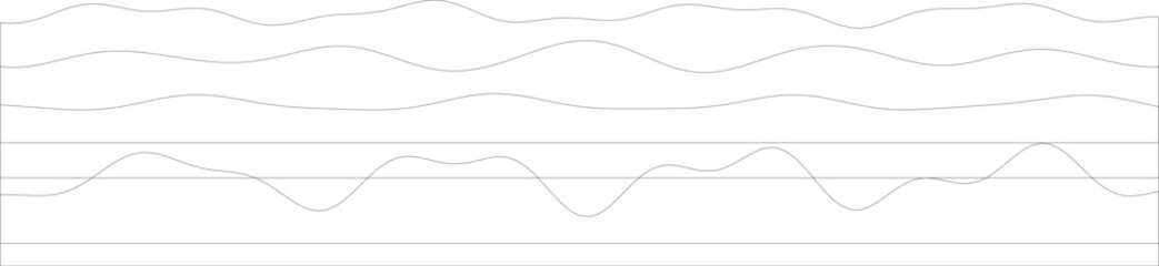 Poster - Abstract wavy line art on white background displaying geometric curves and patterns.
