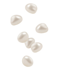 Wall Mural - falling pearl isolated on white background, full depth of field