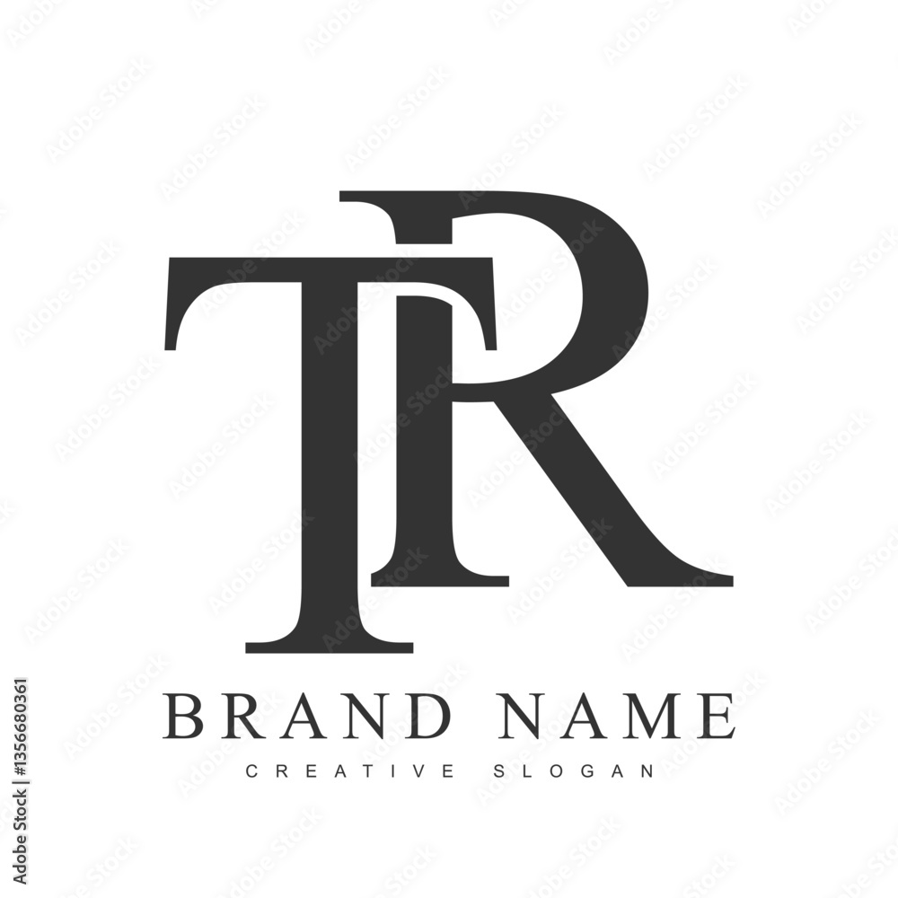 TR trendy logotype template. Initial letter t and r classic font style ...