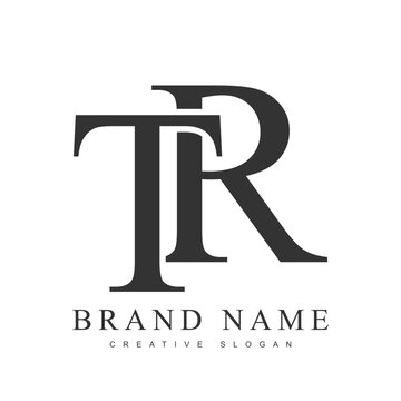 TR trendy logotype template. Initial letter t and r classic font style. Creative logo for company name or identity.