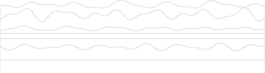 Poster - abstract line art with wavy patterns and minimalist design in black and white.