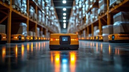 Aufkleber - Robotic systems function efficiently in a warehouse, moving items across the facility to optimize storage and enhance order fulfillment during peak hours.