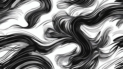 Wall Mural - abstract monochrome swirls: a study in black and white