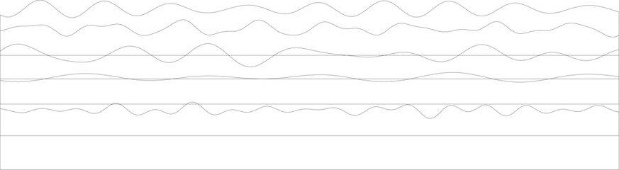 Poster - Abstract monochrome wave patterns with horizontal lines.