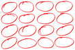 © vaibhavapradayaka - Highlight hand drawing different circles isolated on the transparent background. Red circle, pen draw. Handwritten red circle. For marking text, numbers, marker pen, pencil, logo and text check, vecto