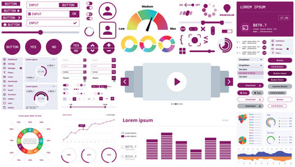A modern interface kit with buttons, graphs, and elements for creating web applications and dashboards, ideal for business, statistics, and finance.