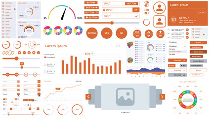 A modern interface kit with buttons, graphs, and elements for creating web applications and dashboards, ideal for business, statistics, and finance.