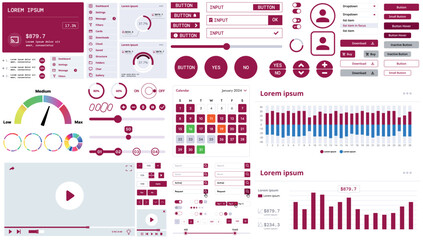 A modern interface kit with buttons, graphs, and elements for creating web applications and dashboards, ideal for business, statistics, and finance.