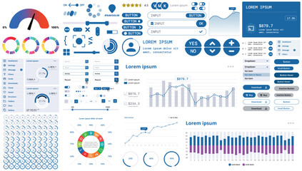 Poster - a modern interface kit with buttons, graphs, and elements for creating web applications and dashboar