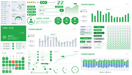 Poster - a modern interface kit with buttons, graphs, and elements for creating web applications and dashboar