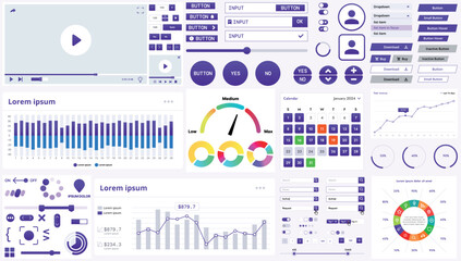 Poster - a modern interface kit with buttons, graphs, and elements for creating web applications and dashboar
