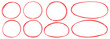 © vaibhavapradayaka - Set of hand drawn red doodle ellipses. Scribble ovals, bubbles to circle and highlight text. Bright red scribble ovals and bubbles to circle and highlight text. Abstract graphic element for note mark.