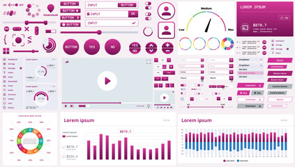 Poster - a modern interface kit with buttons, graphs, and elements for creating web applications and dashboar