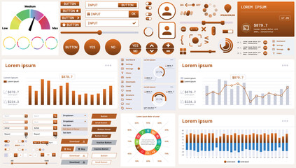 Poster - a modern interface kit with buttons, graphs, and elements for creating web applications and dashboar