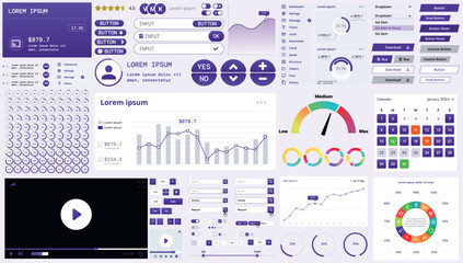 Poster - a modern interface kit with buttons, graphs, and elements for creating web applications and dashboar