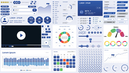 Poster - a modern interface kit with buttons, graphs, and elements for creating web applications and dashboar