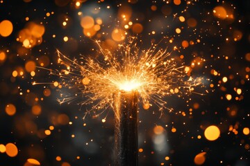 Aufkleber - Sparkler lights up the night with vibrant colors and dazzling effects during a celebration event
