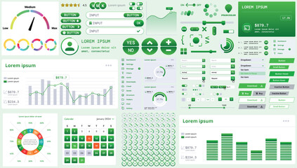 Poster - a modern interface kit with buttons, graphs, and elements for creating web applications and dashboar