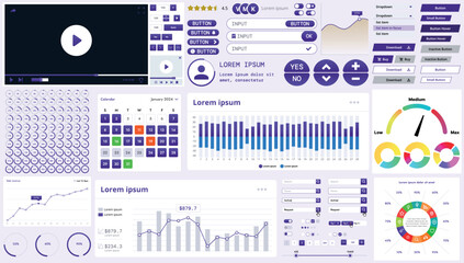 Poster - a modern interface kit with buttons, graphs, and elements for creating web applications and dashboar