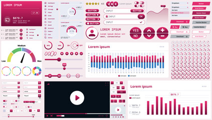 Poster - a modern interface kit with buttons, graphs, and elements for creating web applications and dashboar