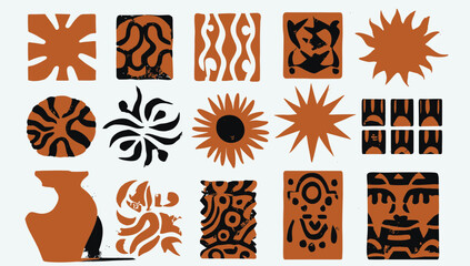 Poster - Geometric Art: A collection of geometric shapes and patterns in a vintage color palette create a captivating visual experience.
