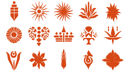 Poster - Array of Ornament Icons: A collection of uniquely crafted ornament icons in a vibrant hue, designed for various creative applications.