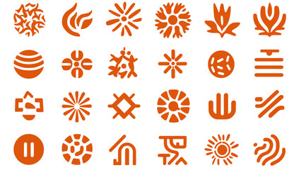 Fototapete - Collection of Orange Design Elements: A versatile assortment of minimalist orange design elements and icons, ideal for branding, patterns, and visual communication. These elements.