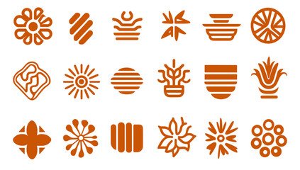 Fototapete - Abstract Shapes: A collection of abstract, stylized shapes, showcasing creative design elements. Ideal for graphic resources and visual concepts. 