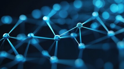 Poster - Digital network pattern expanding, linking glowing plexus deep against nodes black abstract background circuit cyberspace